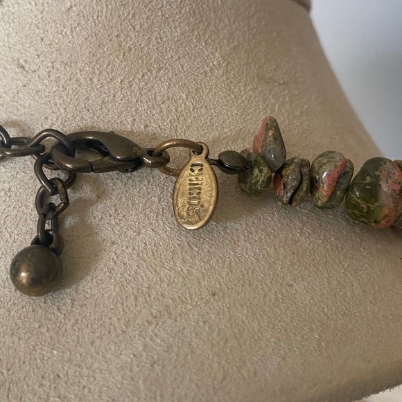 Chico's Unakite Gemstone Boho Pendent Necklace - Picture 6 of 6